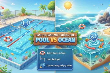 So sánh hai môi trường bơi (Pool vs Ocean) (Ảnh: Sưu tầm internet)